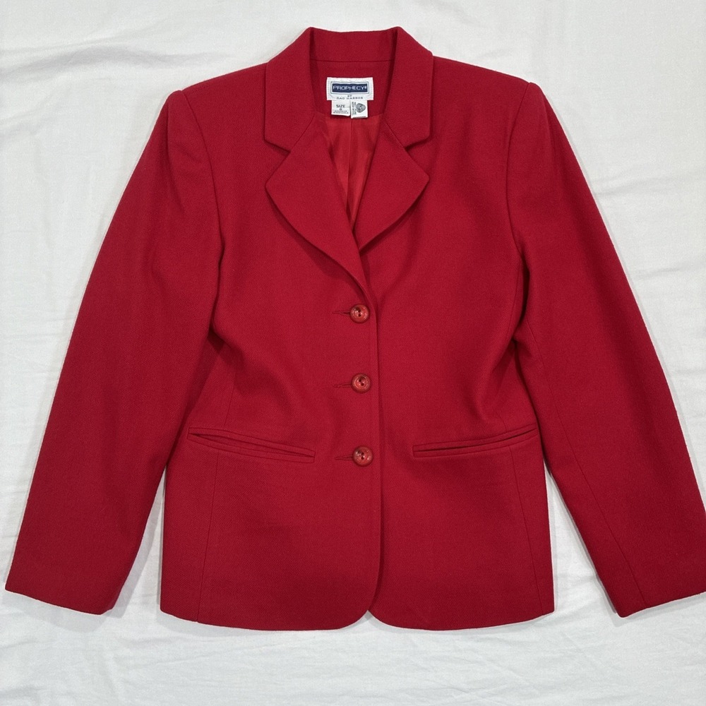 Vintage Prophecy By‎ Sag Harbor Blazer Women's Size 6 Red 100% Wool 90's Retro